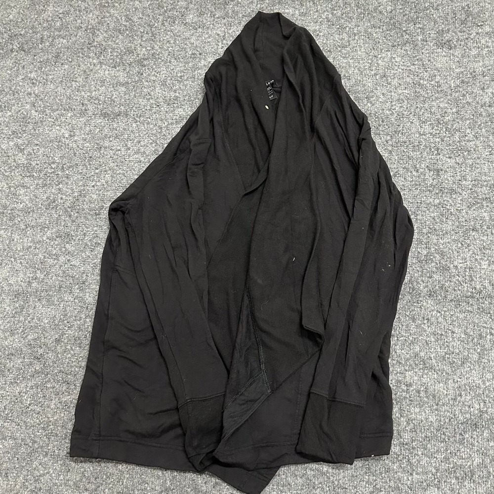 Athleta Cardigan Womens Size M Black Tencel Modal Draped Open Front Athleisure